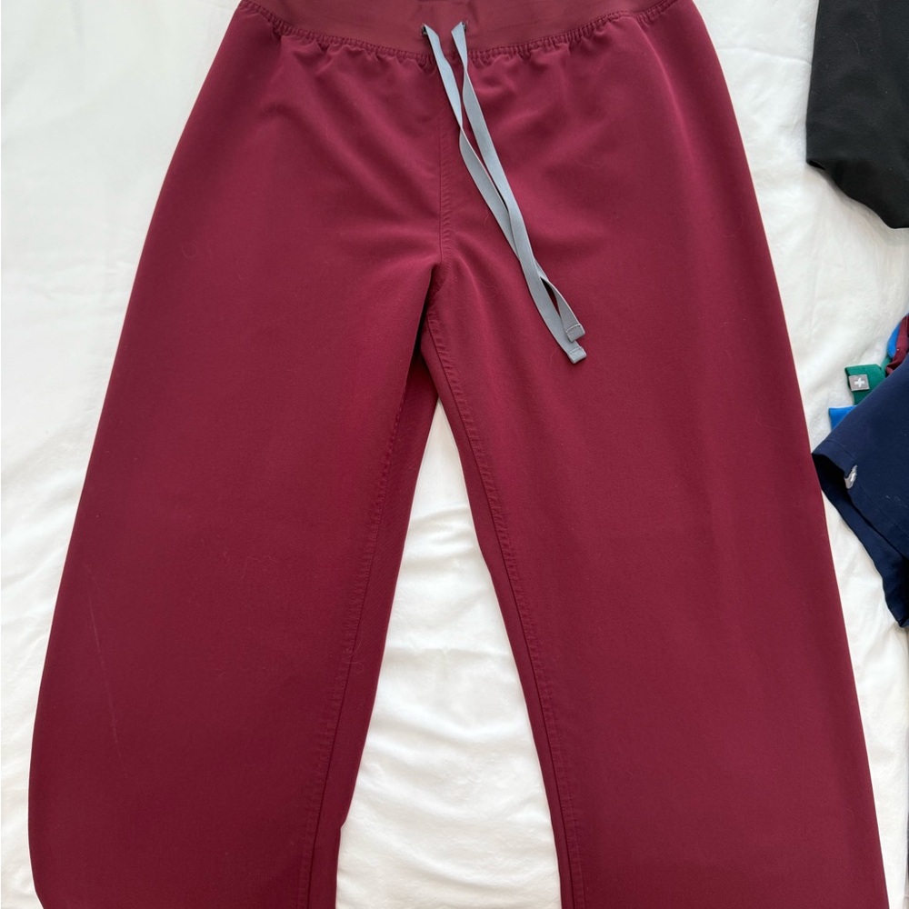 Figs Maroon High Waisted Livingston Scrub Pants